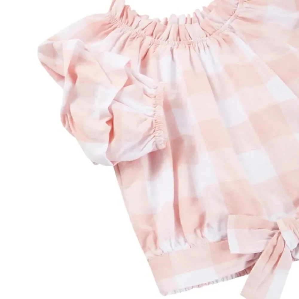 Habitual Kids Girls’ Puff Sleeve Pink Gingham Top. Size 12
